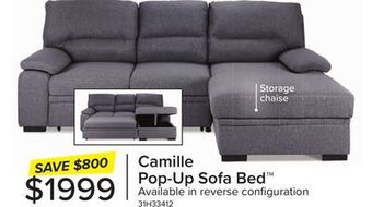 Leon's Camille pop-up sofa bed with right-facing chaise- grey, charcoal offer