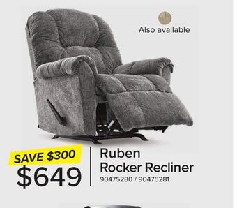 Leon's Ruben rocker recliner - charcoal offer