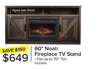 Leon's Noah fireplace tv stand - aged oak offer
