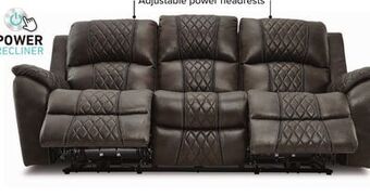 Leon's Wesley dual power reclining sofa - granite offer