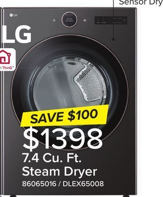 Leon's Lg 7.4 cu. ft. steam dryer offer