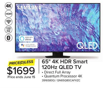 Leon's Samsung 65 qled 4k smart tv - qn65q80cafxzc offer