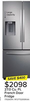 Leon's Samsung stainless steel french door refrigerator (27 cu.ft) - rf27t5201sr/aa offer