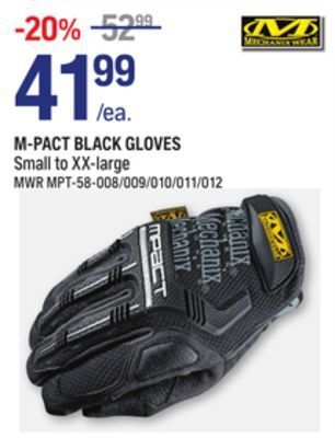 NAPA Auto Parts Mechanix wear m-pact black gloves offer