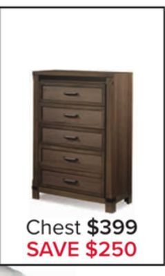 Leon's Rossco 5 drawer chest - rustic oak offer