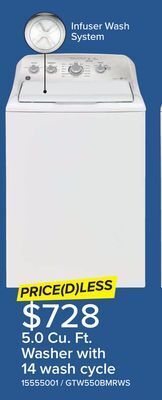 Leon's Ge white top-load washer with sanifresh cycle (5.0 cu. ft.) - gtw550bmrws offer