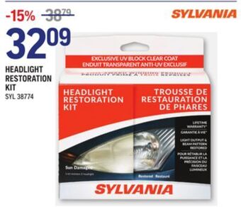NAPA Auto Parts Sylvania headlight restoration kit offer