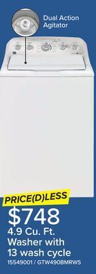 Leon's Ge white top-load washer with sanifresh cycle (4.9 cu. ft.) - gtw490bmrws offer