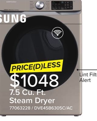 Leon's Samsung champagne steam front load dryer (7.5 cu. ft.) - dve45b6305c/ac offer