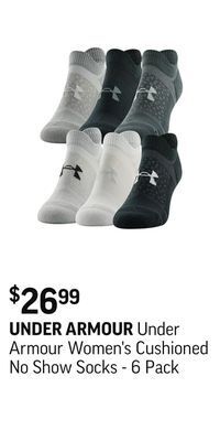 Sport Chek Under armour women's cushioned no show socks - 6 pack offer