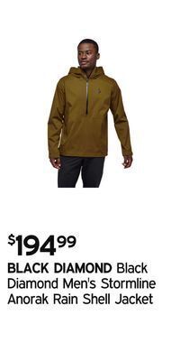 Atmosphere Black diamond men's stormline anorak rain shell jacket offer