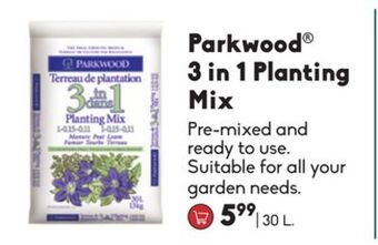 Sheridan Nurseries Parkwood® 3 in 1 planting mix offer