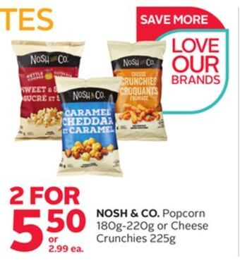 Rexall Nosh & co. popcorn 180g-220g or cheese crunchies 225g offer