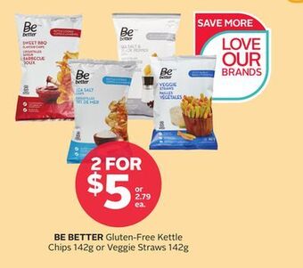 Rexall Be better gluten-free kettle chips 142g or veggie straws 142g offer