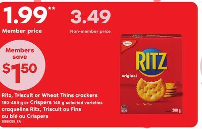 Independent City Market Craquelins ritz, triscuit ou fins, 180-454 g au blé ou crispers, 145 g offer