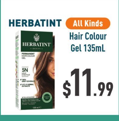Healthy Planet Herbatint hair colour gel offer