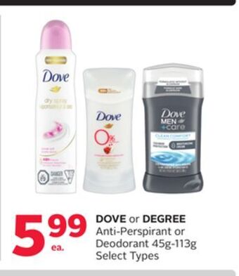 Rexall Dove or degree anti-perspirant or deodorant offer