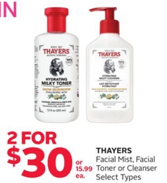 Rexall Thayers facial mist, facial toner or cleanser offer