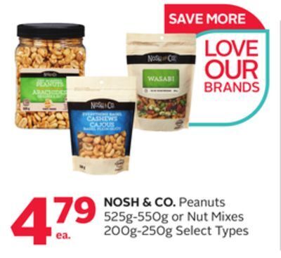 Rexall Nosh & co. peanuts 525g-550g or nut mixes 200g-250g offer