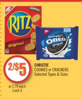 Shoppers Drug Mart Christie cookies or crackers offer