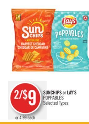 Shoppers Drug Mart Sunchips or lay's poppables offer