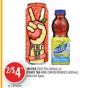Shoppers Drug Mart Nestea iced tea (500ml) or peace tea king can beverages (695ml) offer