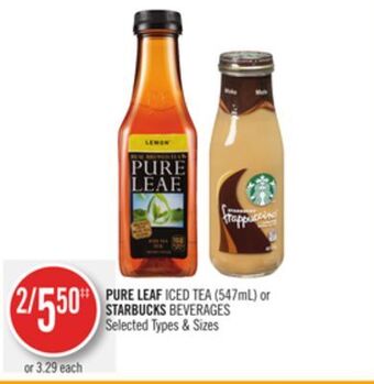 Shoppers Drug Mart Pure leaf iced tea (547 ml) or starbucks beverages offer