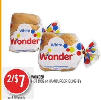 Shoppers Drug Mart Wonder hot dog or hamburger buns 8's offer