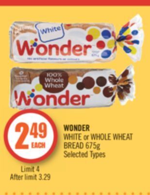 Shoppers Drug Mart Wonder white or whole wheat bread offer