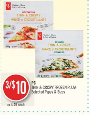 Shoppers Drug Mart Pc thin & crispy frozen pizza offer
