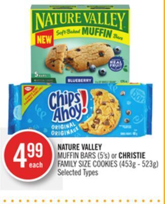 Shoppers Drug Mart Nature valley muffin bars (5's) or christie family size cookies (453g - 523g) offer