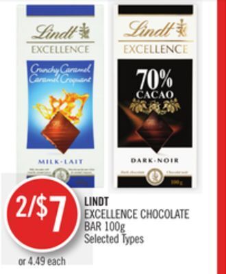 Shoppers Drug Mart Lindt excellence chocolate bar offer