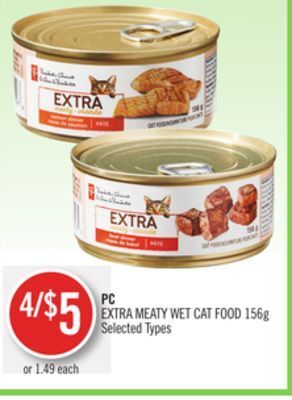 Shoppers Drug Mart Pc extra meaty wet cat food 156g offer