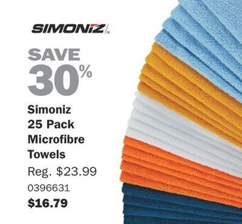PartSource Simoniz 25 pack microfibre towels offer