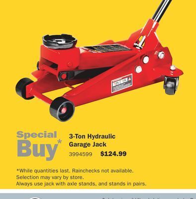 PartSource 3-ton hydraulic garage jack offer