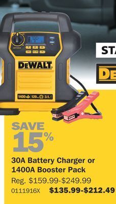 PartSource 30a battery charger or 1400a booster pack offer