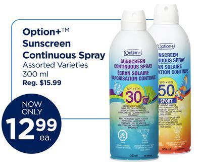 The Medicine Shoppe Pharmacy Option+ sunscreen continuous spray offer