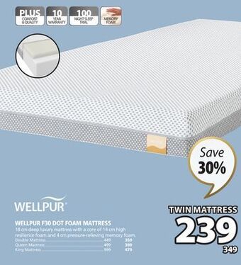 JYSK Wellpur f30 dot foam mattress offer