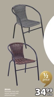JYSK Brava stackable chair with woven natural look polyrattan seat offer