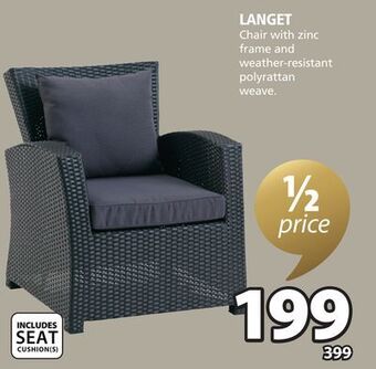 JYSK Langet chair with zinc frame and weather-resistant polyrattan weave. offer