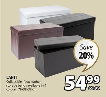 JYSK Lahti collapsible, faux leather storage bench offer