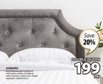 JYSK Gudbjerg grey belgrave-style headboard with button tufting offer
