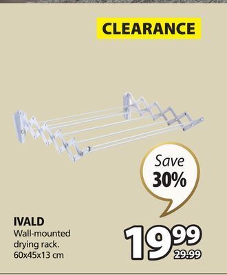 JYSK Ivald wall-mounted drying rack offer