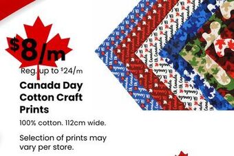 Fabricland Canada day cotton craft prints offer