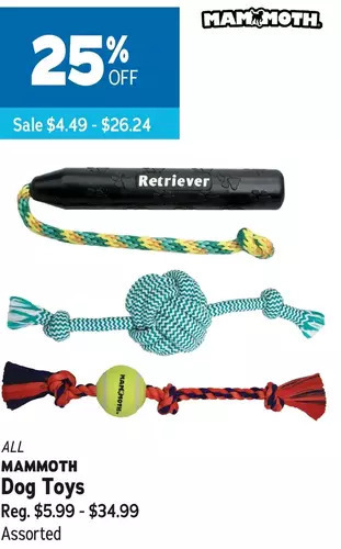 Ren’s Pets Depot Mammoth dog toys offer