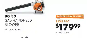 Bg 50 gas handheld blower