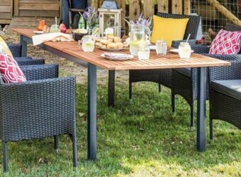 JYSK IBIS EXTENDABLE TABLE Extendable table with FSC® eucalyptus hardwood top and Duracoat® protected aluminum frame. offer