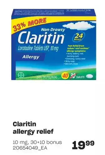 Loblaws Claritin allergy relief 10mg, 30+10 bonus offer