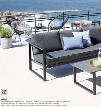 JYSK Vonge 4-piece set includes a 3 seater sofa, 2 chairs and a matching coffee table offer