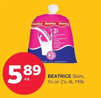 Rexall Beatrice skim, 1% or 2% milk offer